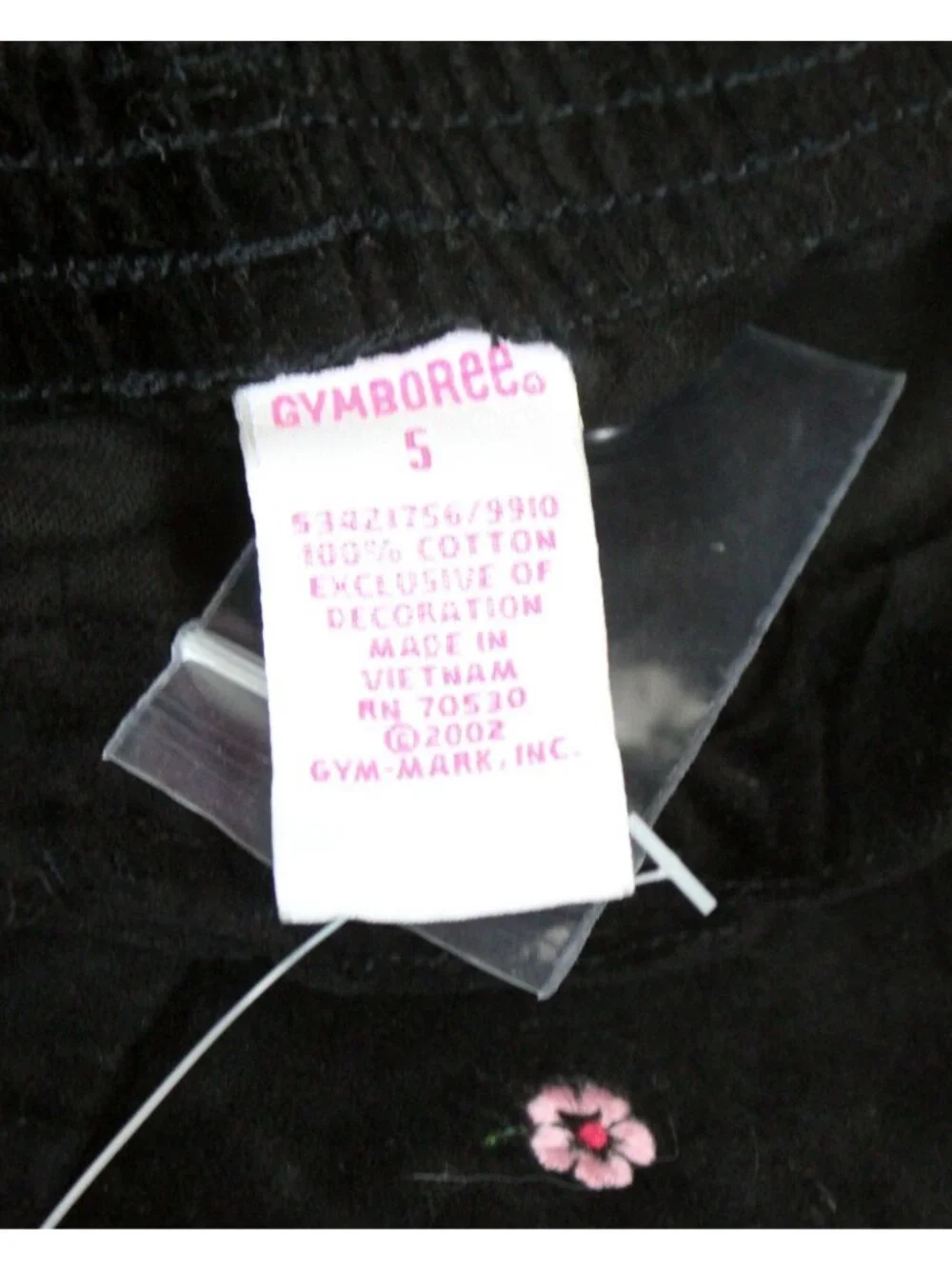 2003 Gymboree Holiday Magic  Black Velvet Pants Flowers Cherries sz 5 Sequins